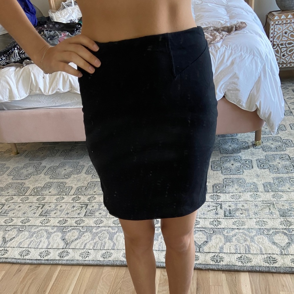 Whistles black cotton and lyrcra pencil skirt